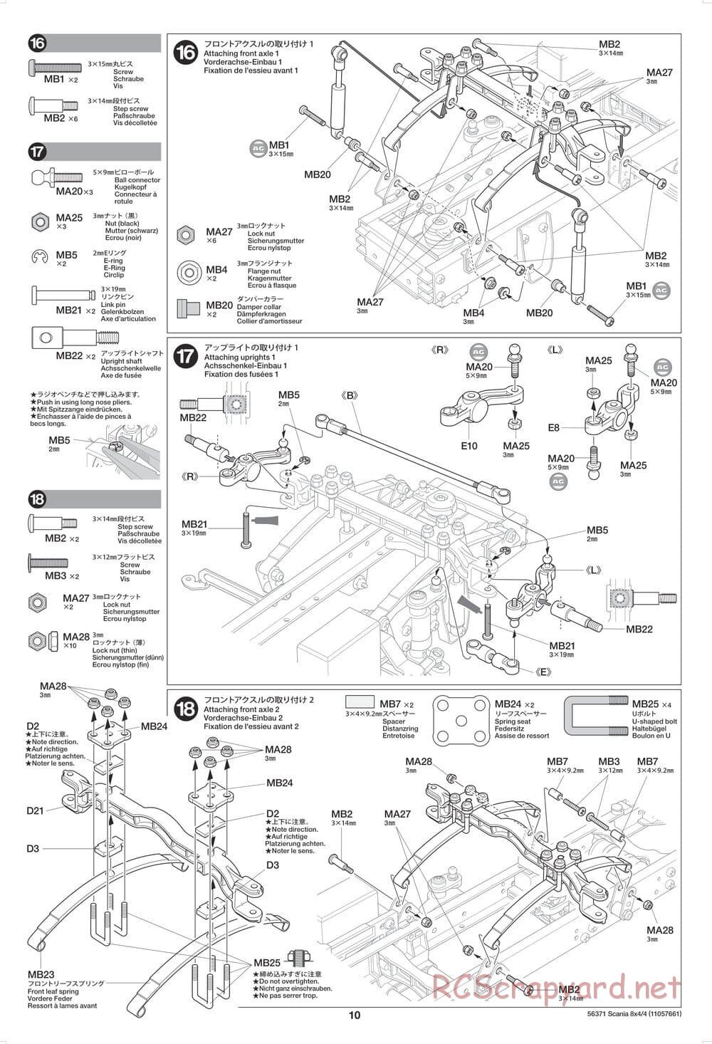 Tamiya - Scania 770 S 8x4/4 Chassis - Manual - Page 10