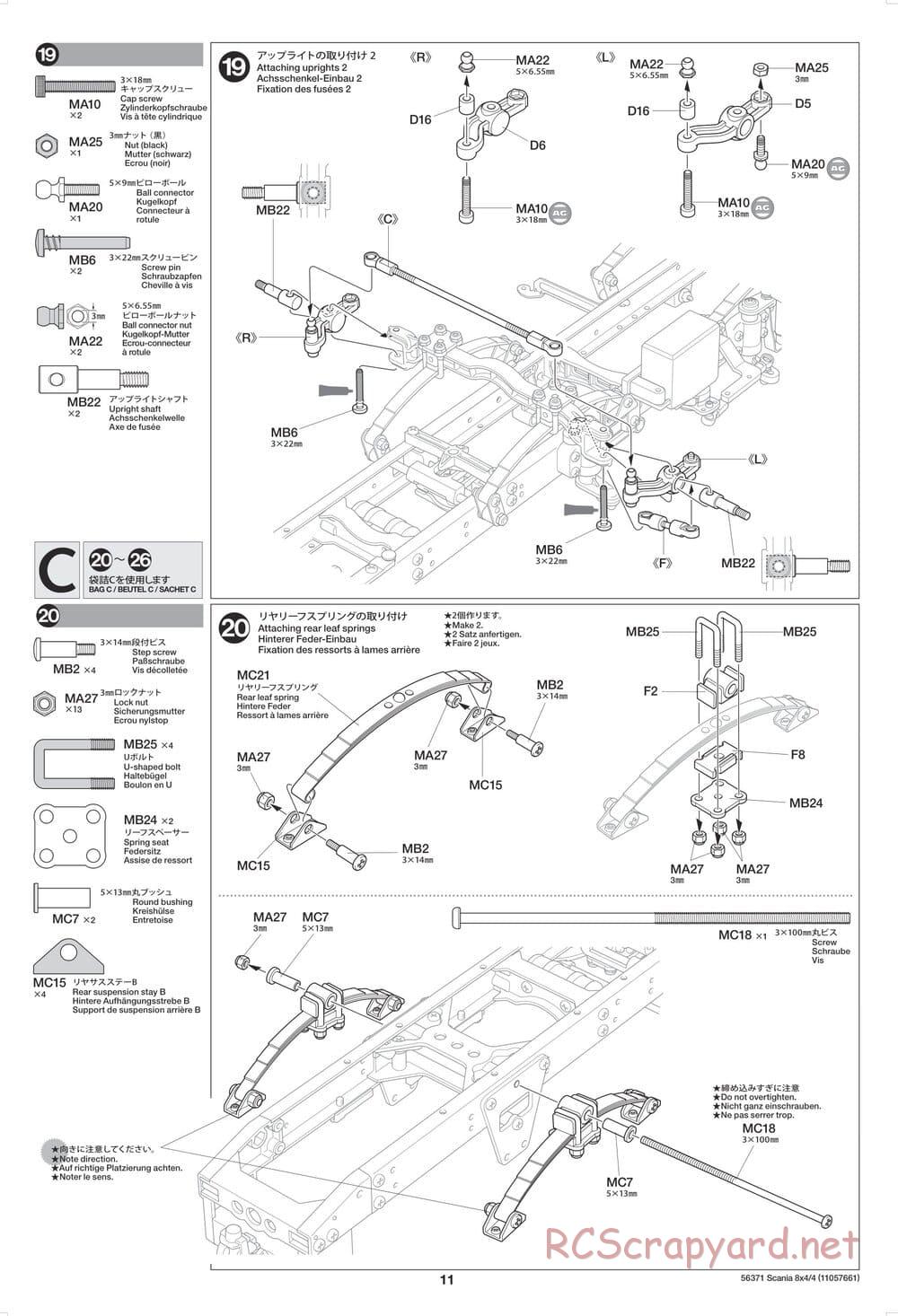 Tamiya - Scania 770 S 8x4/4 Chassis - Manual - Page 11