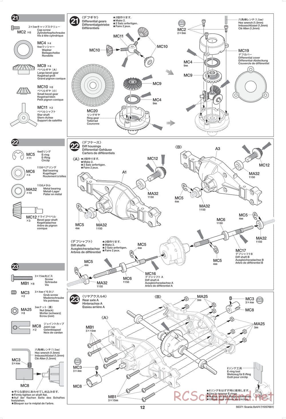 Tamiya - Scania 770 S 8x4/4 Chassis - Manual - Page 12