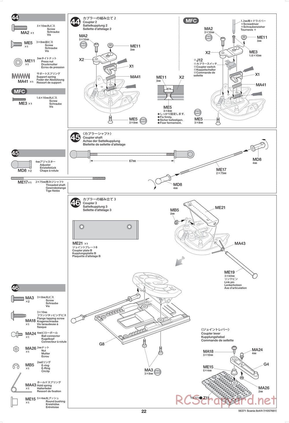 Tamiya - Scania 770 S 8x4/4 Chassis - Manual - Page 22