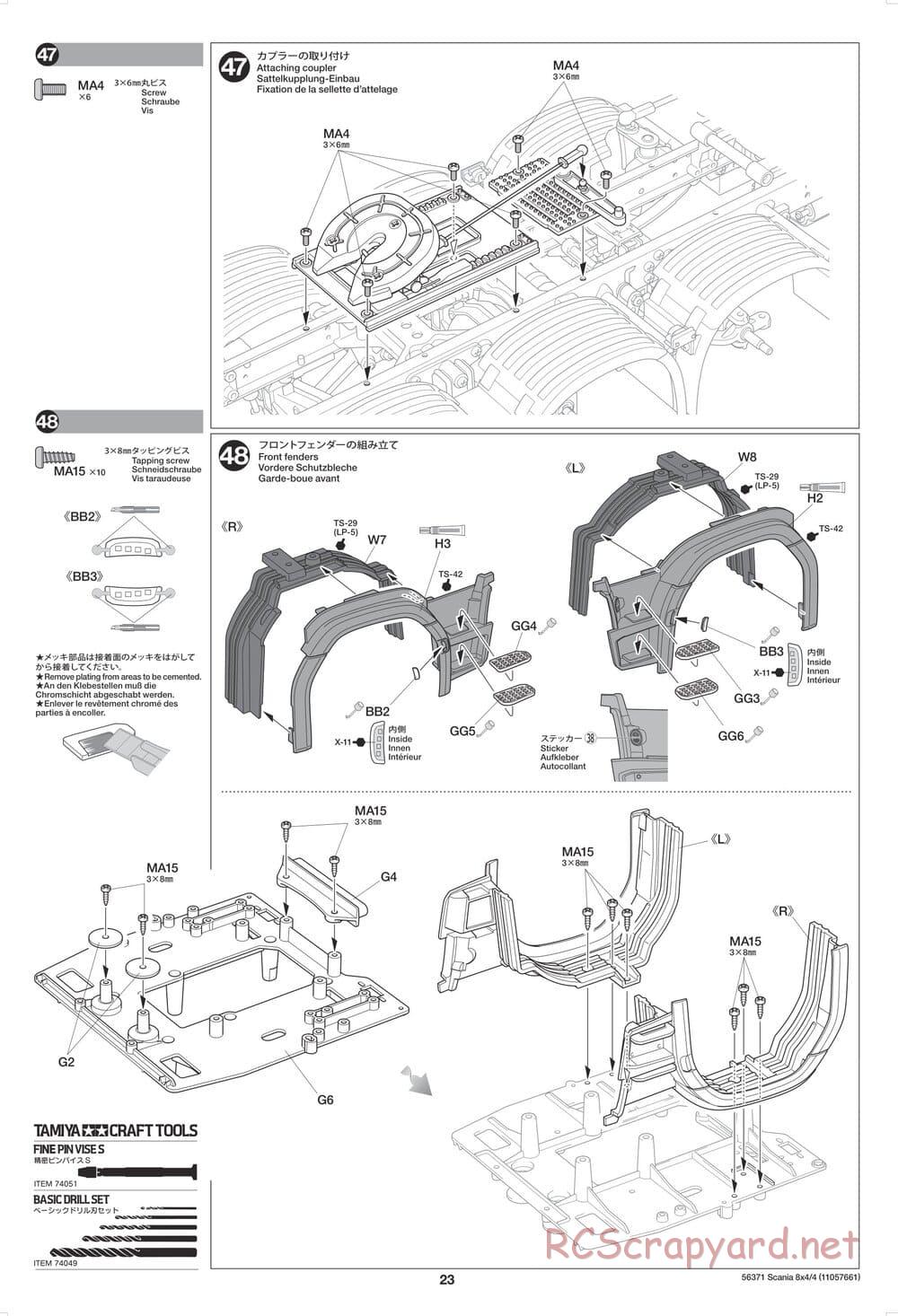 Tamiya - Scania 770 S 8x4/4 Chassis - Manual - Page 23