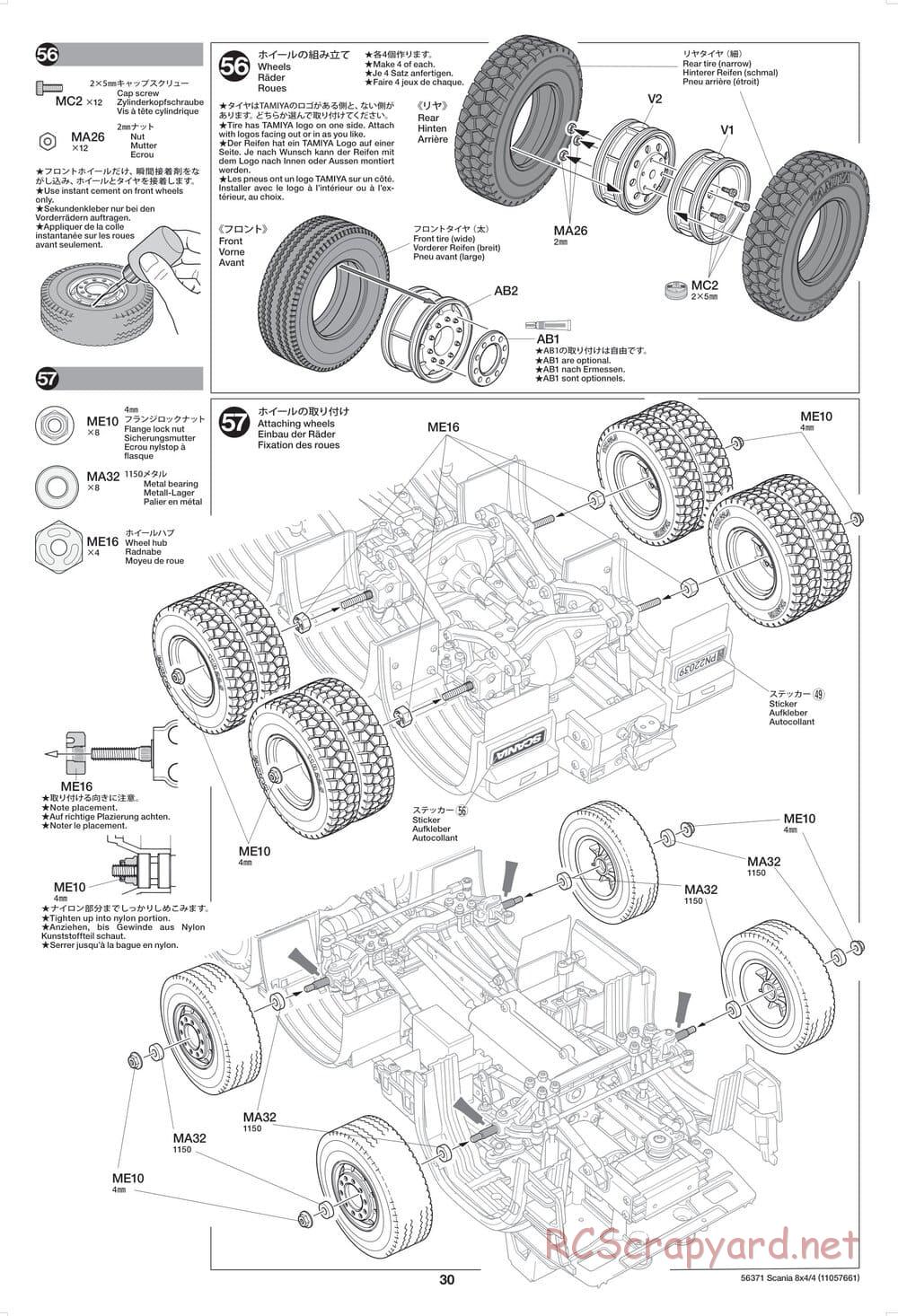 Tamiya - Scania 770 S 8x4/4 Chassis - Manual - Page 30