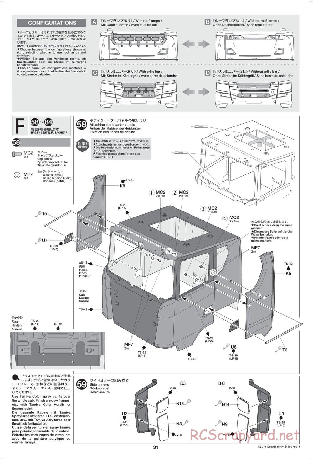 Tamiya - Scania 770 S 8x4/4 Chassis - Manual - Page 31