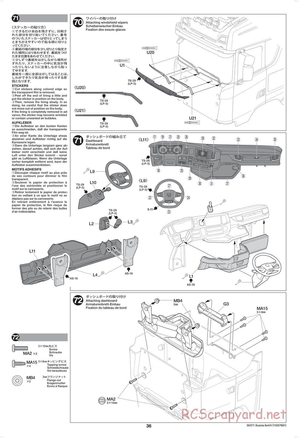 Tamiya - Scania 770 S 8x4/4 Chassis - Manual - Page 36
