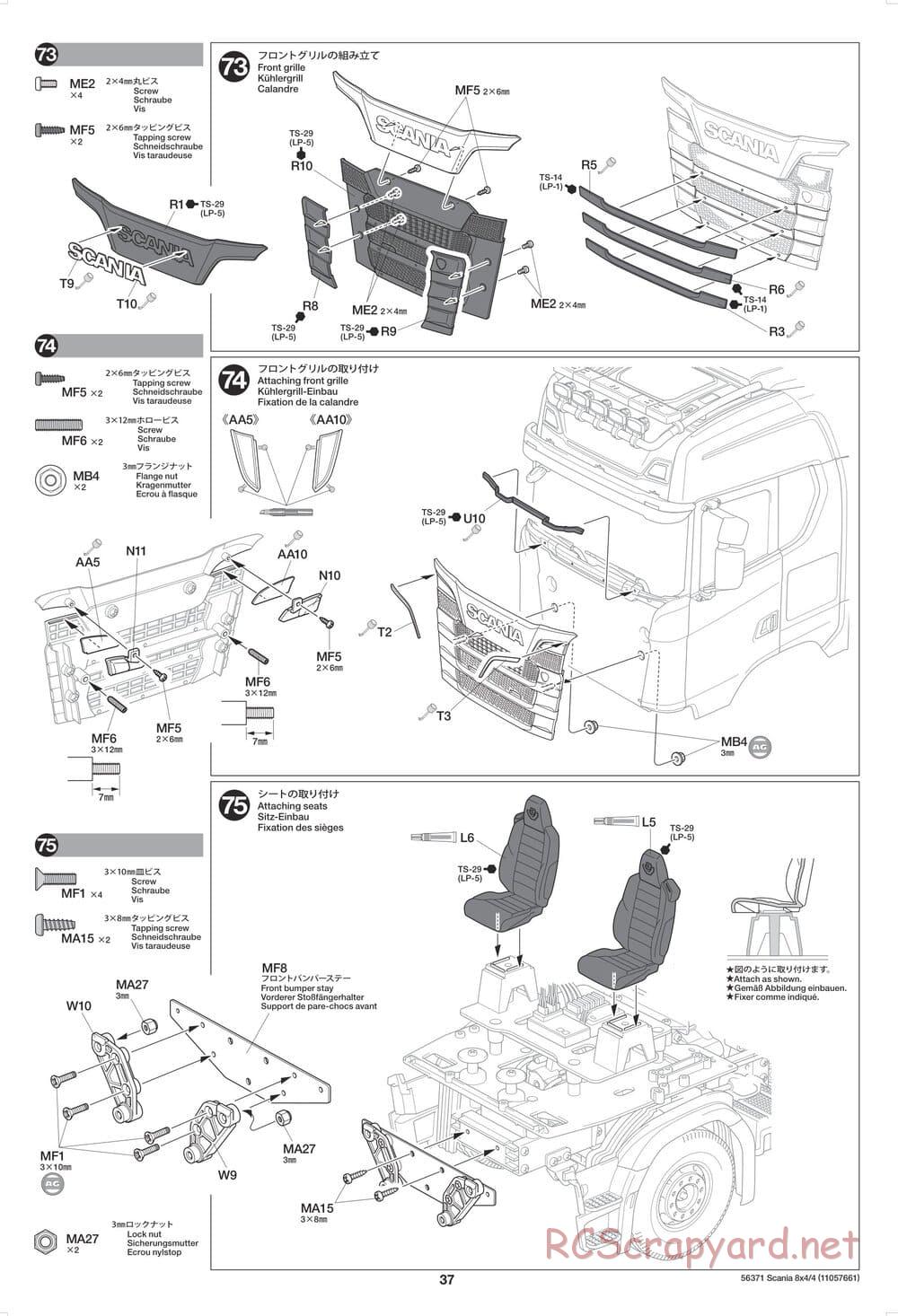 Tamiya - Scania 770 S 8x4/4 Chassis - Manual - Page 37