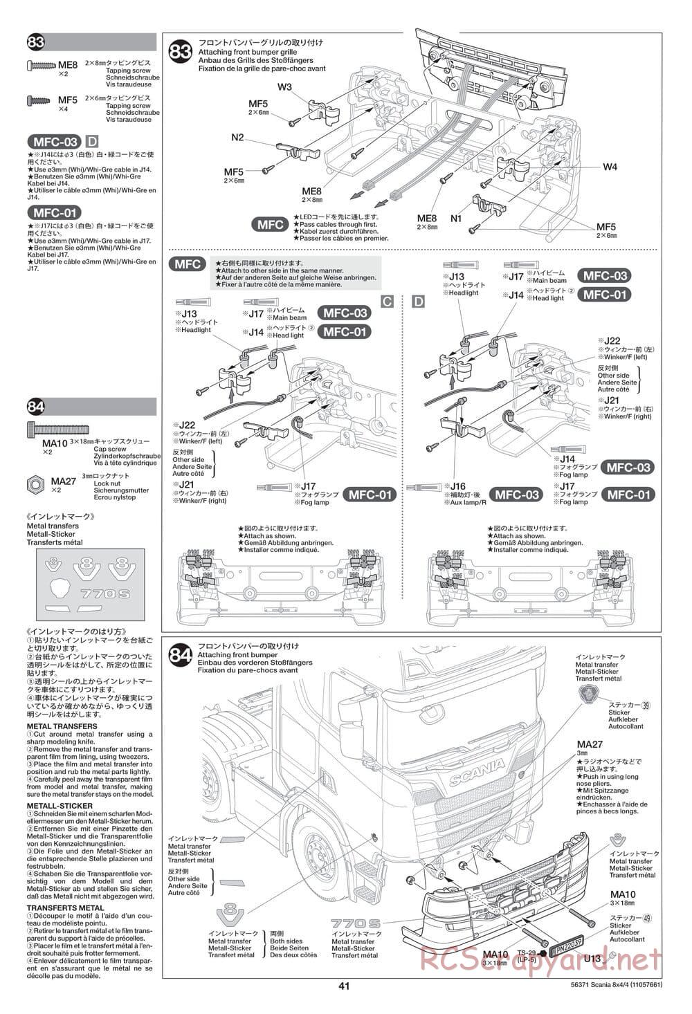 Tamiya - Scania 770 S 8x4/4 Chassis - Manual - Page 41