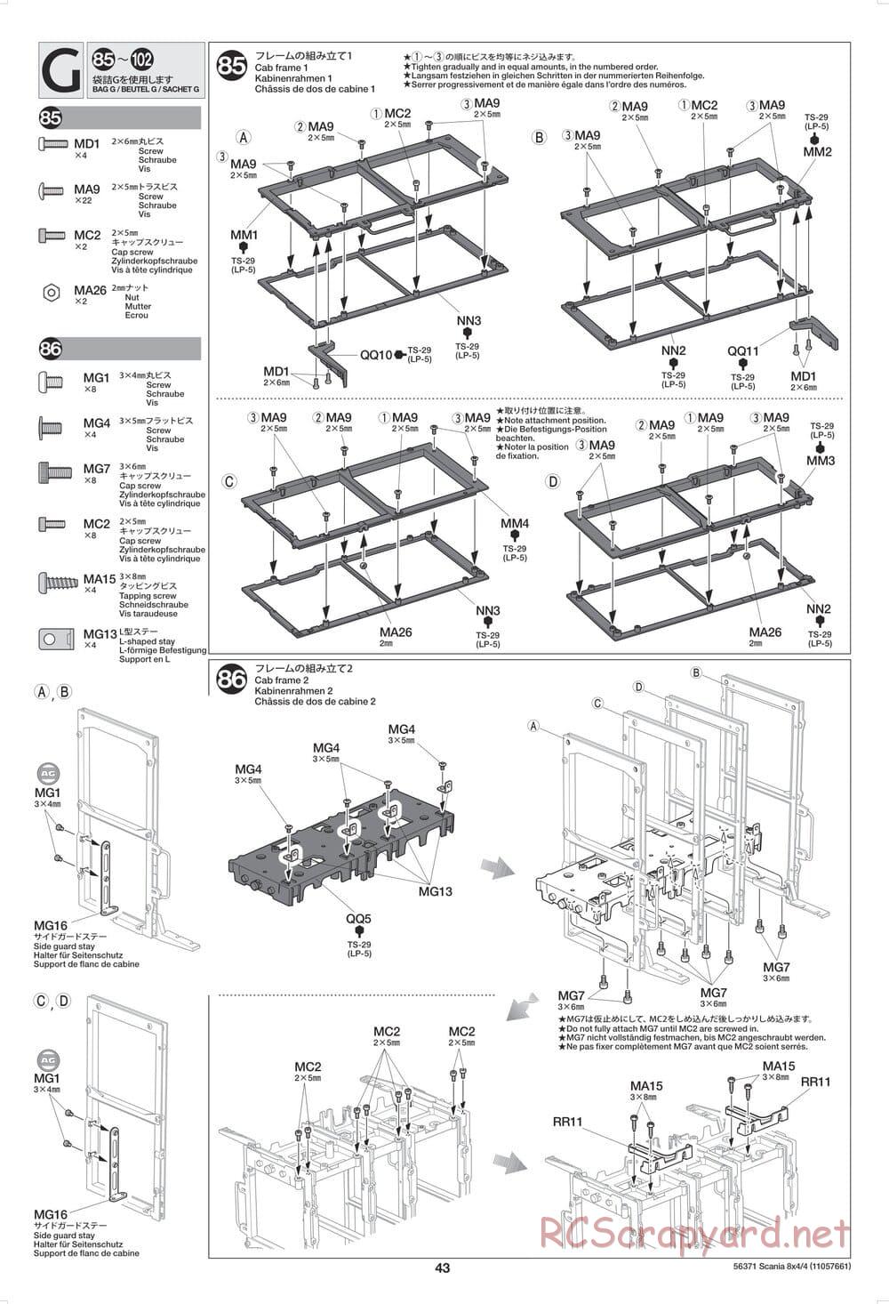 Tamiya - Scania 770 S 8x4/4 Chassis - Manual - Page 43