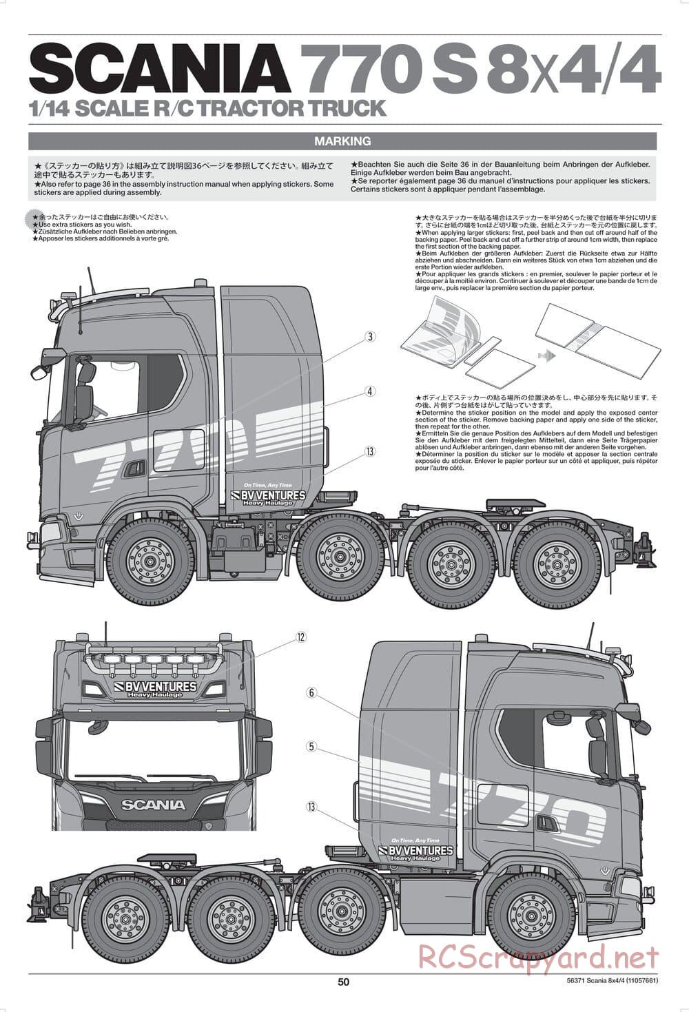 Tamiya - Scania 770 S 8x4/4 Chassis - Manual - Page 50