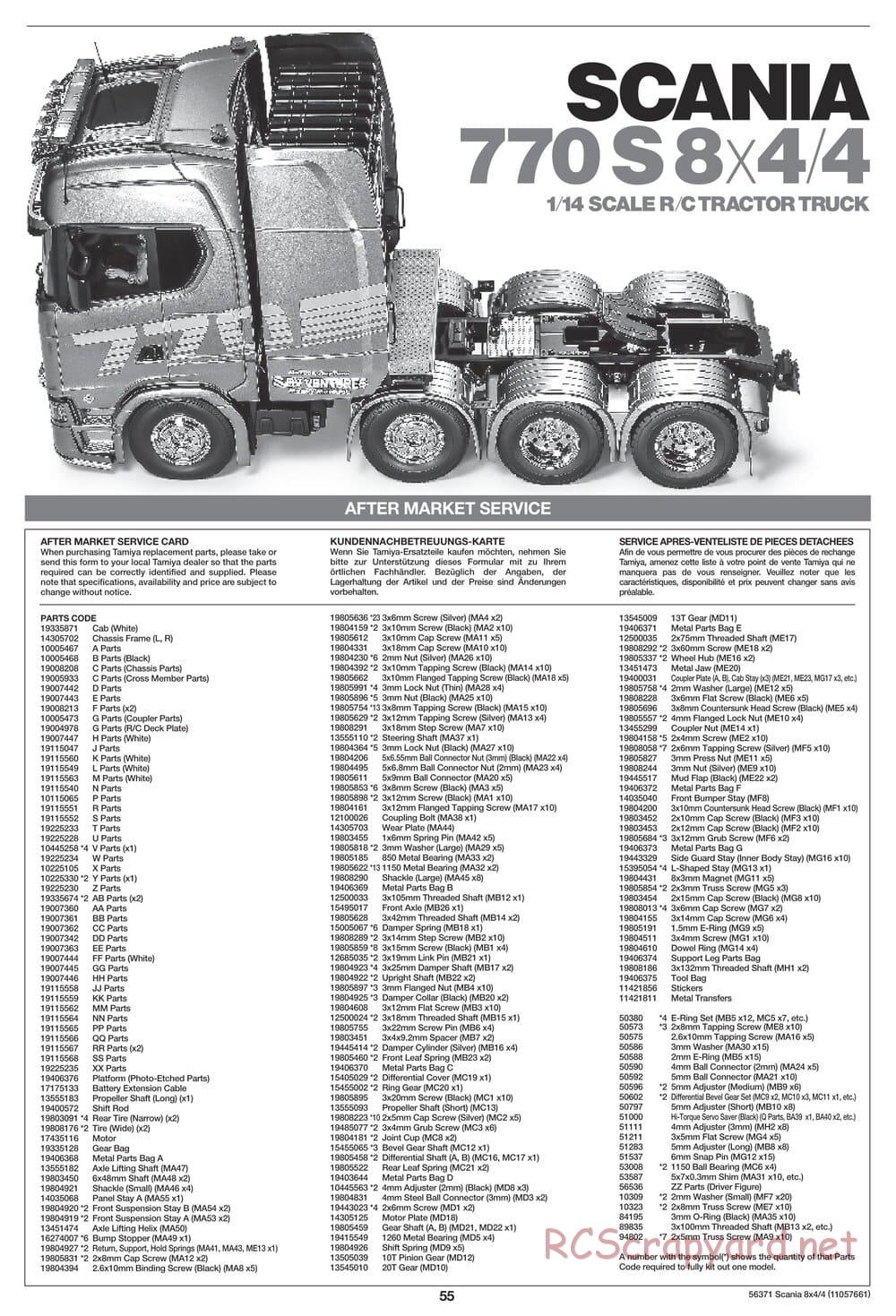 Tamiya - Scania 770 S 8x4/4 Chassis - Manual - Page 55