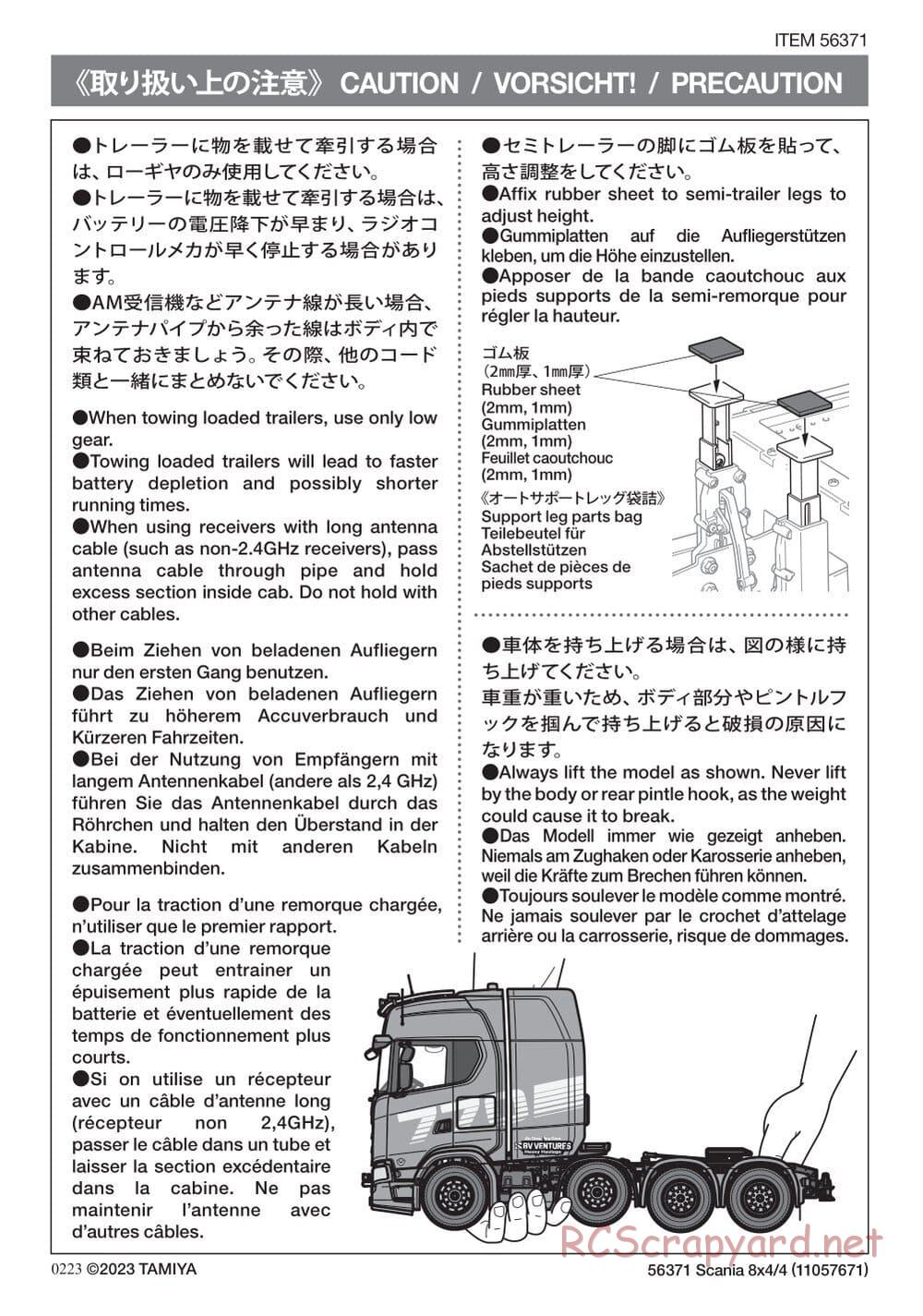 Tamiya - Scania 770 S 8x4/4 Chassis - Manual - Page 57