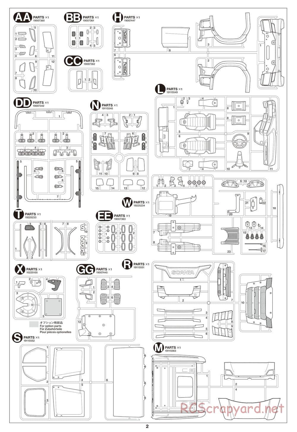 Tamiya - Scania 770 S 8x4/4 Chassis - Parts Manual - Page 2