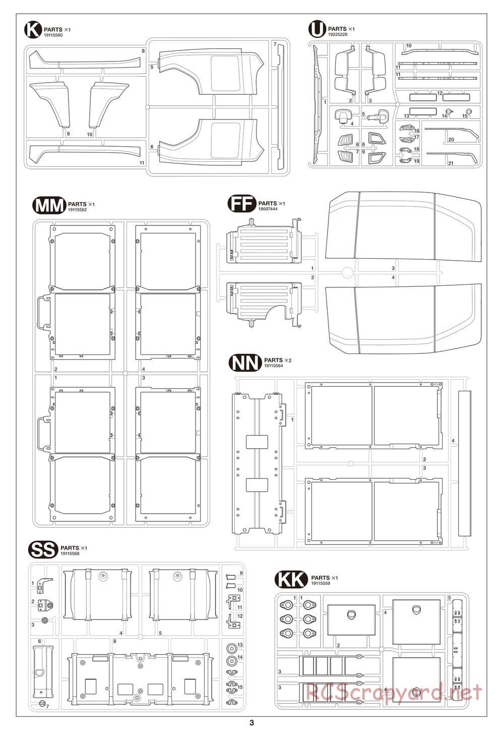 Tamiya - Scania 770 S 8x4/4 Chassis - Parts Manual - Page 3