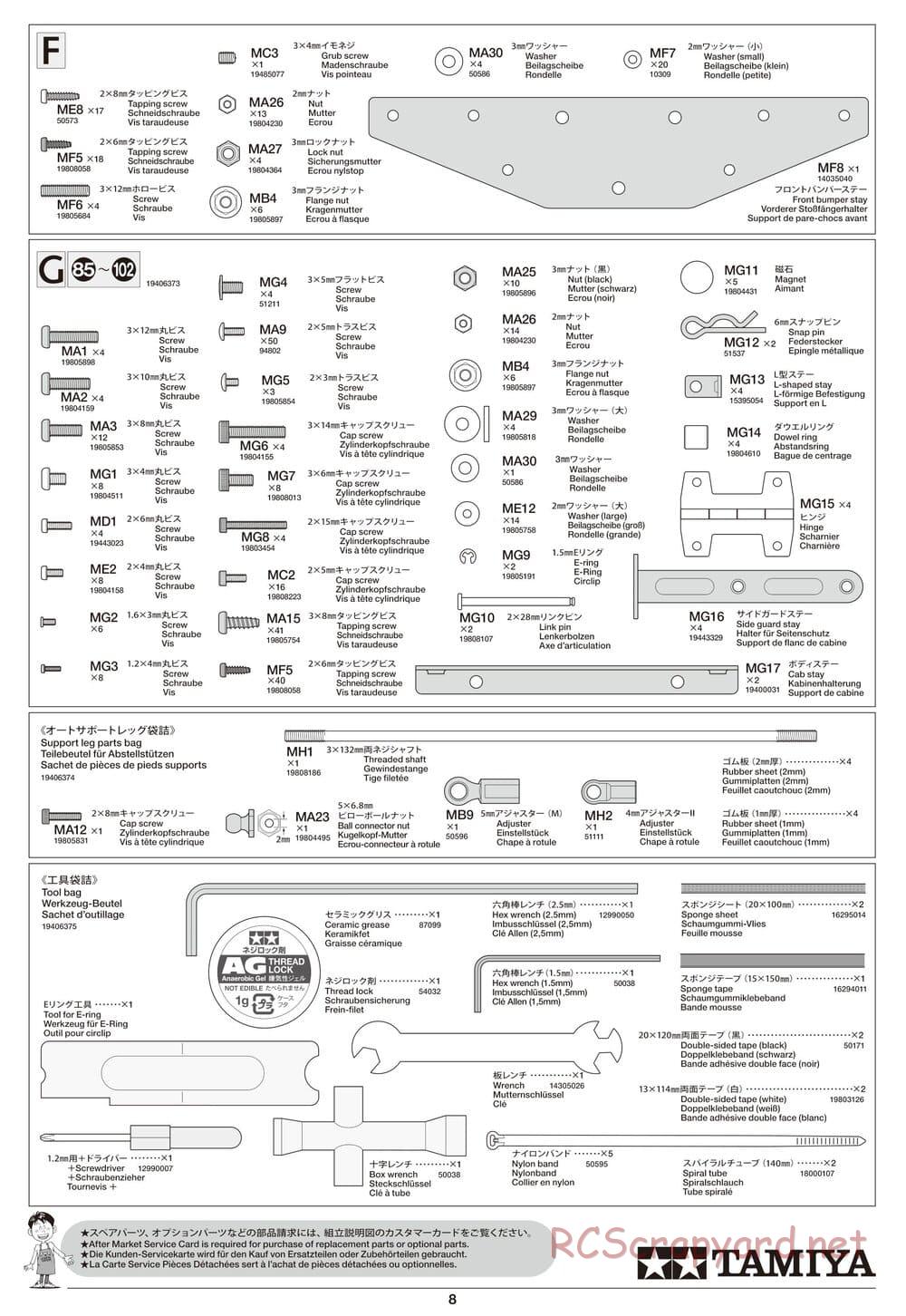 Tamiya - Scania 770 S 8x4/4 Chassis - Parts Manual - Page 8