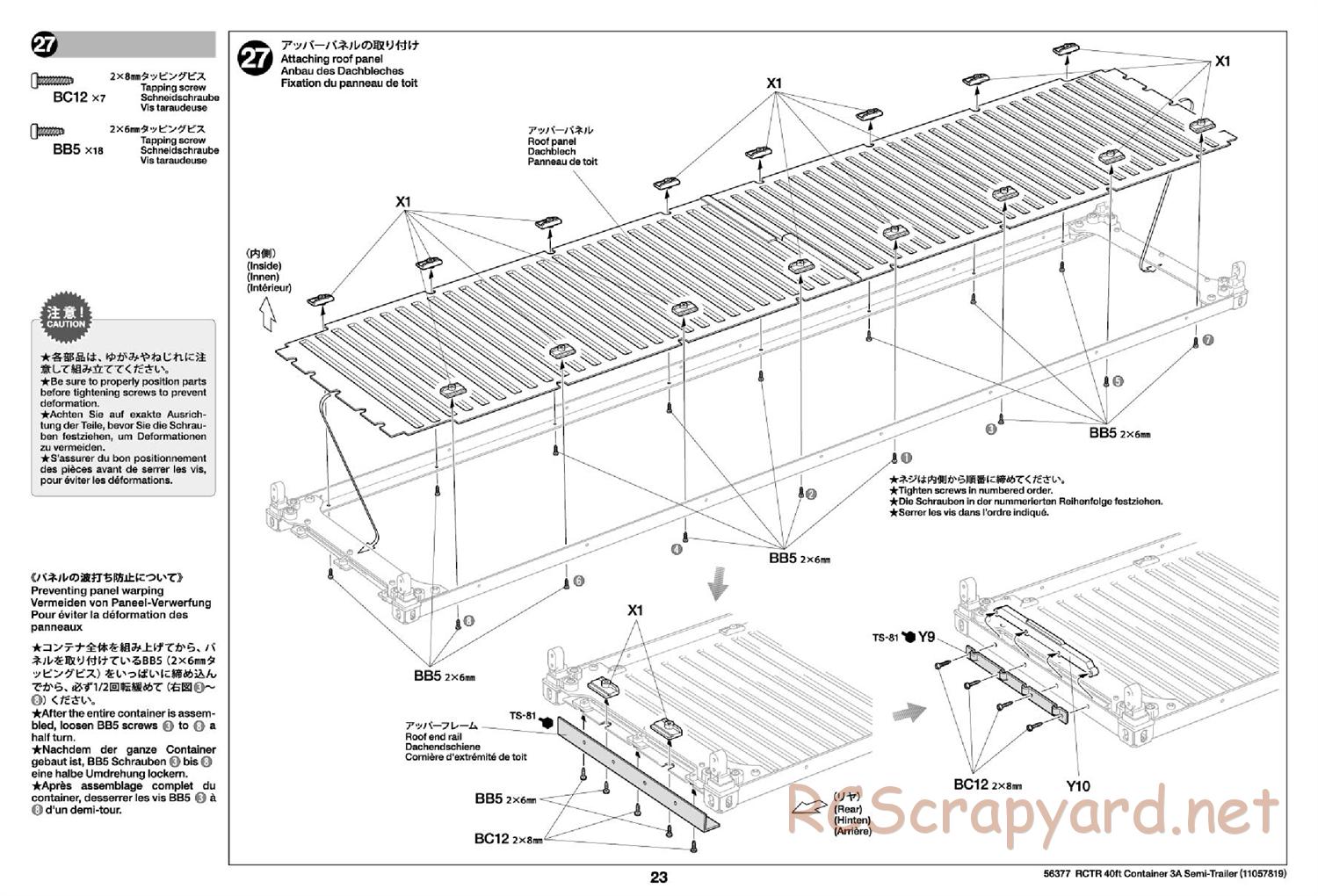 Tamiya - 40ft Container 3-Axle Semi-Trailer Chassis - Manual - Page 23