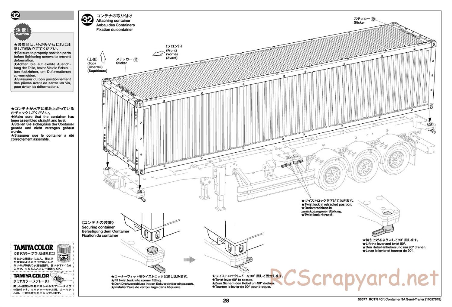Tamiya - 40ft Container 3-Axle Semi-Trailer Chassis - Manual - Page 28
