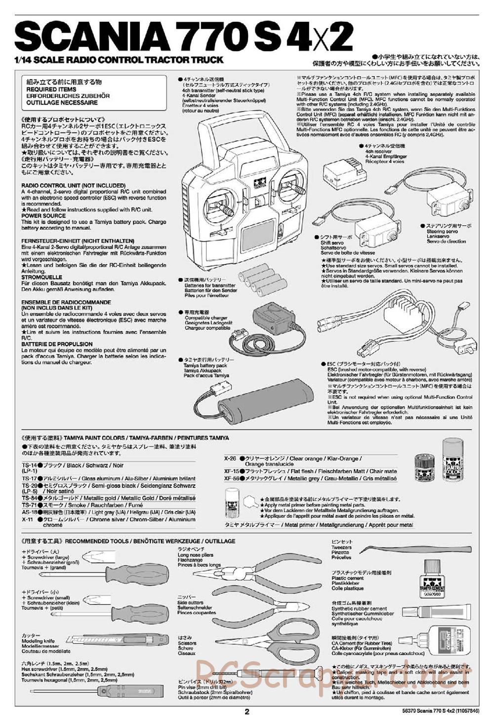 Tamiya - Scania 770S 4x2 Chassis - Manual - Page 2