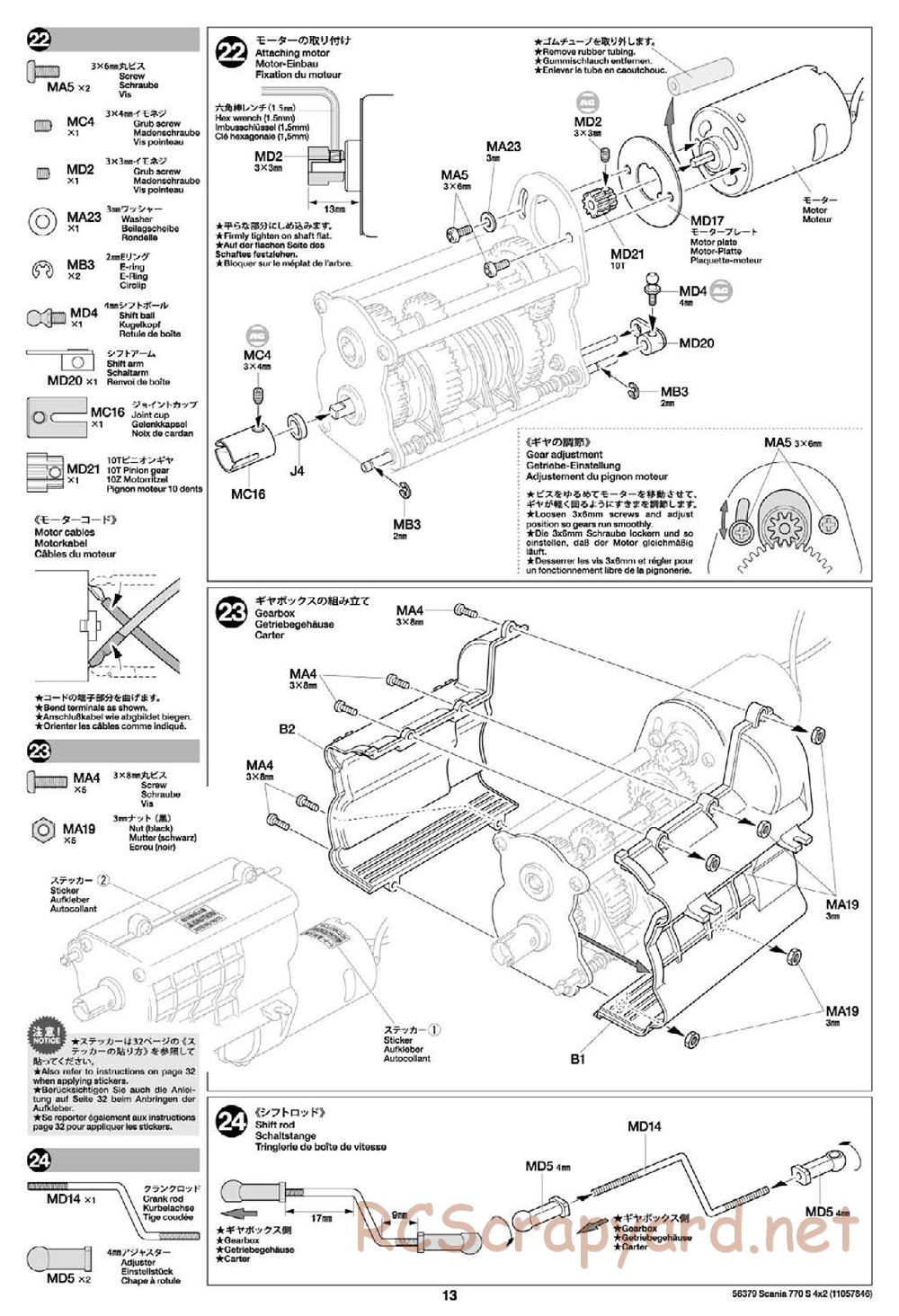Tamiya - Scania 770S 4x2 Chassis - Manual - Page 13