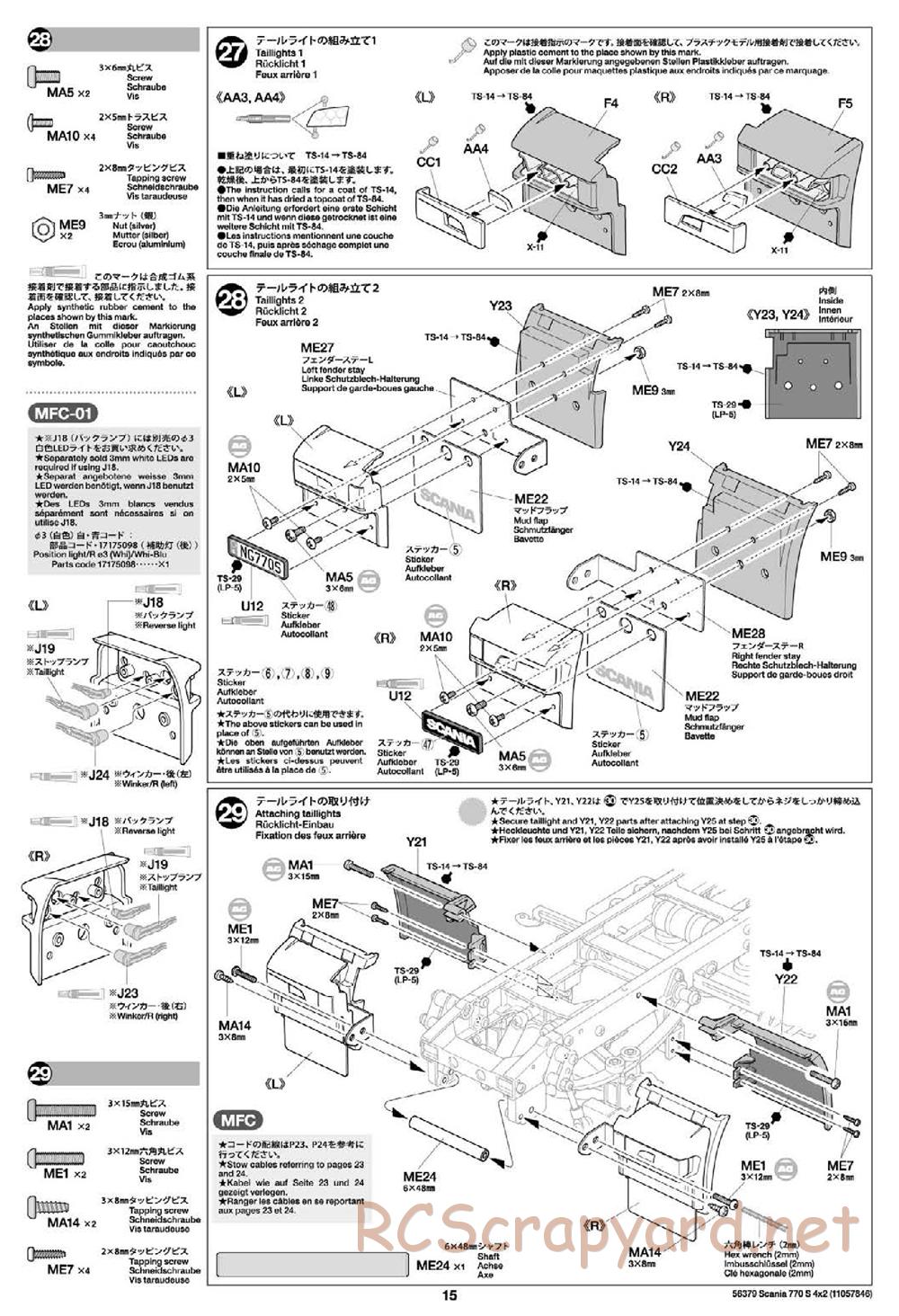Tamiya - Scania 770S 4x2 Chassis - Manual - Page 15