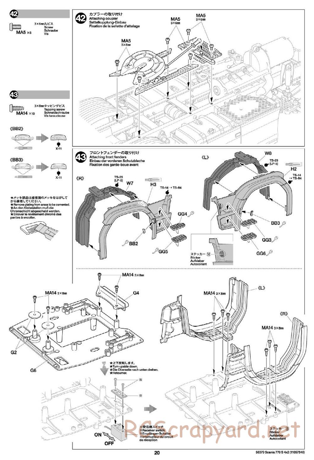 Tamiya - Scania 770S 4x2 Chassis - Manual - Page 20