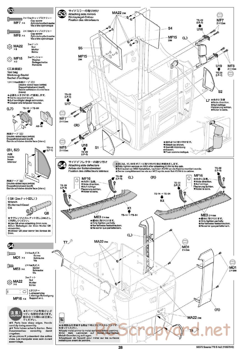 Tamiya - Scania 770S 4x2 Chassis - Manual - Page 28