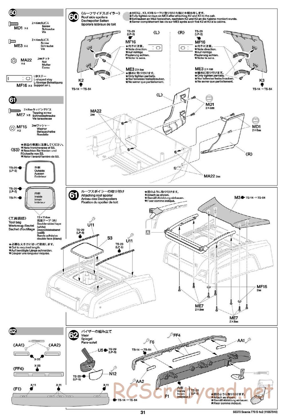 Tamiya - Scania 770S 4x2 Chassis - Manual - Page 31
