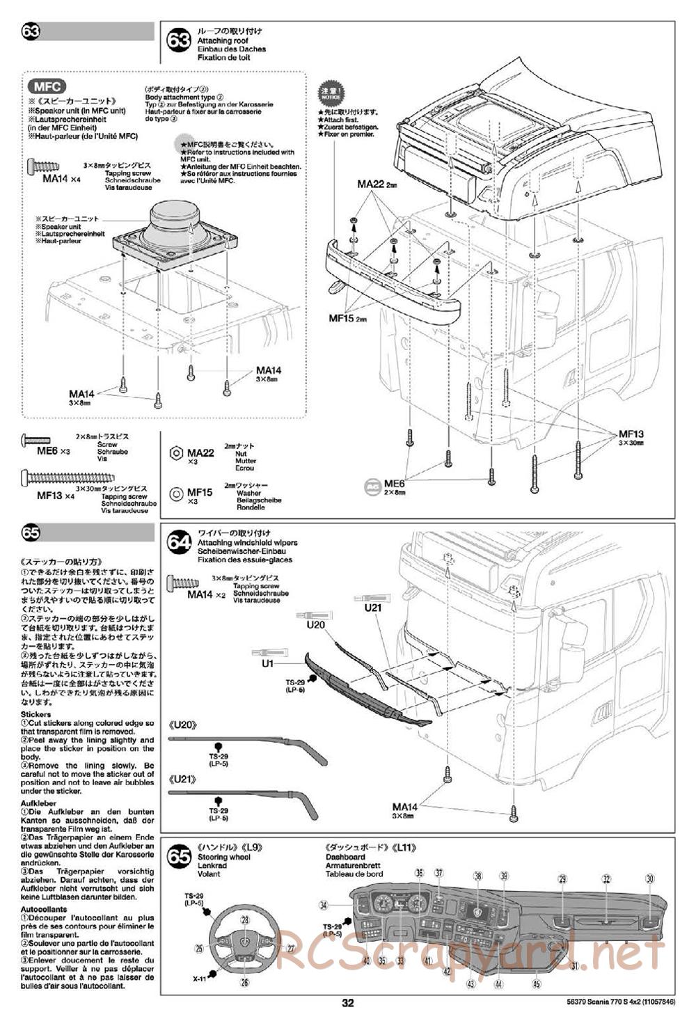 Tamiya - Scania 770S 4x2 Chassis - Manual - Page 32