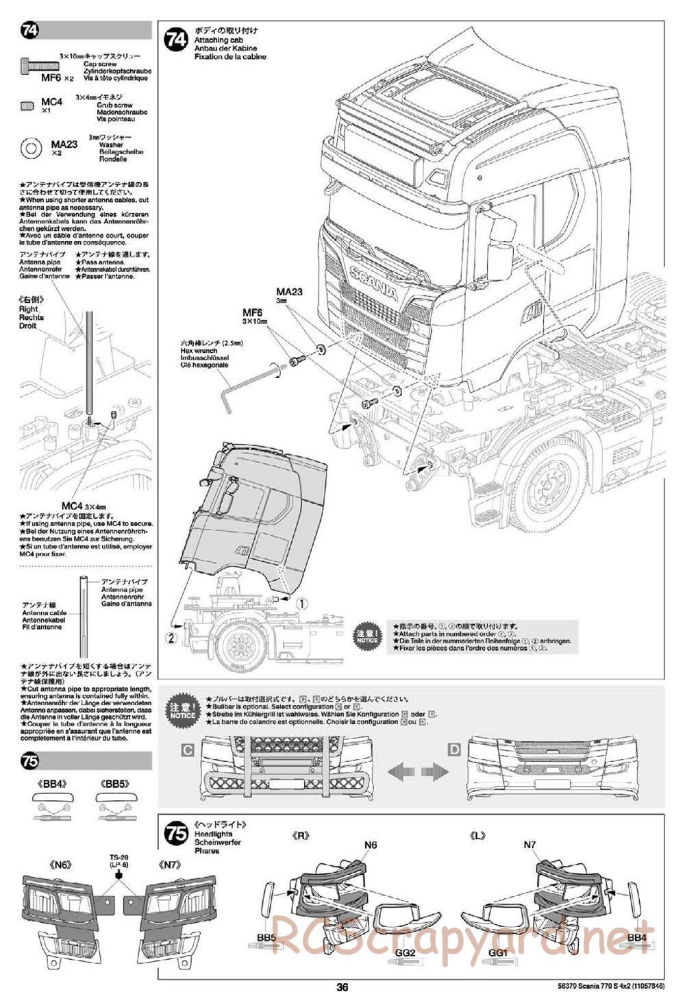Tamiya - Scania 770S 4x2 Chassis - Manual - Page 36