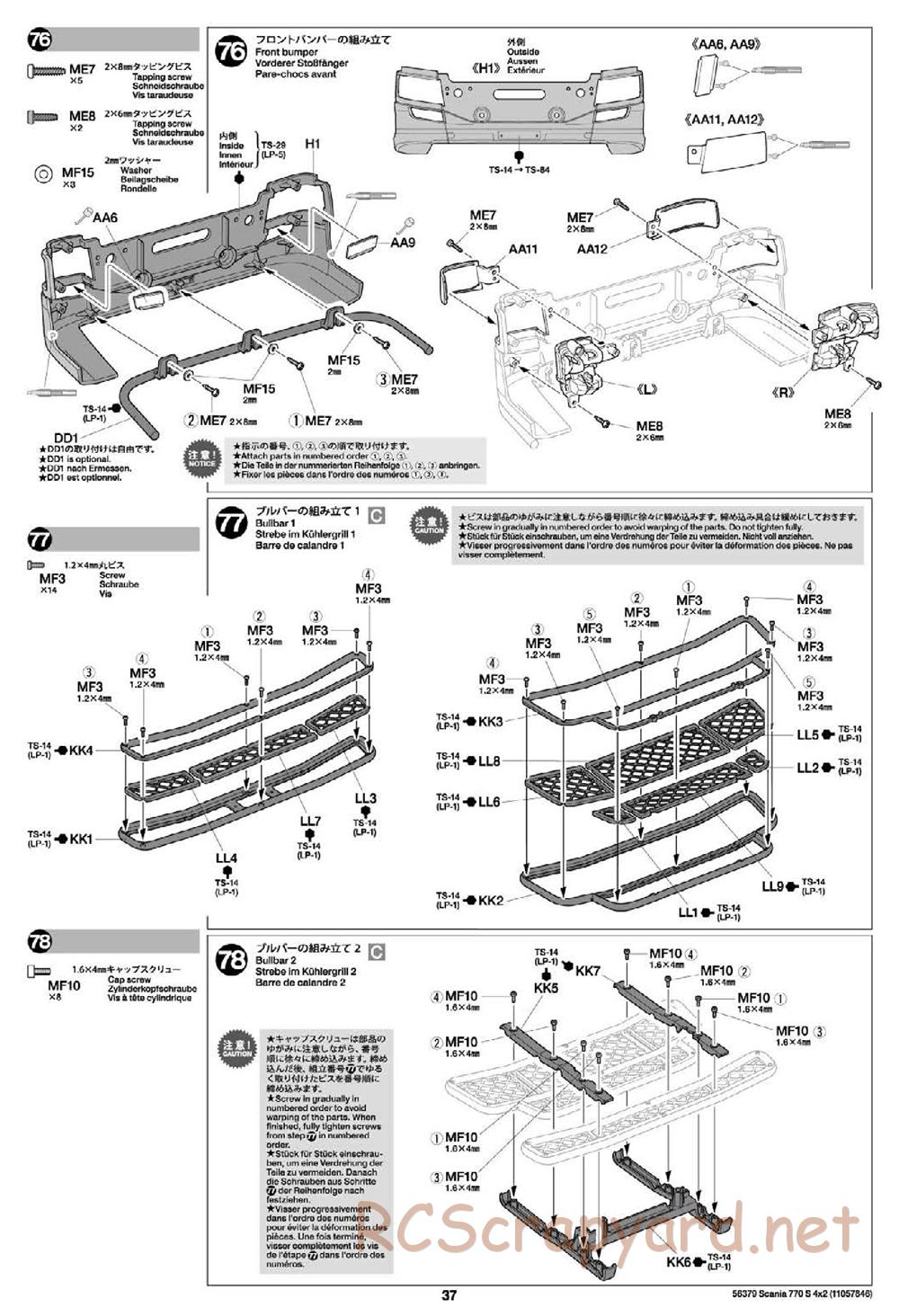 Tamiya - Scania 770S 4x2 Chassis - Manual - Page 37