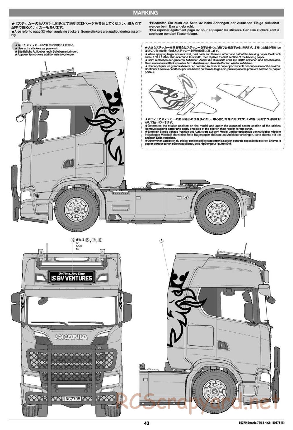 Tamiya - Scania 770S 4x2 Chassis - Manual - Page 43