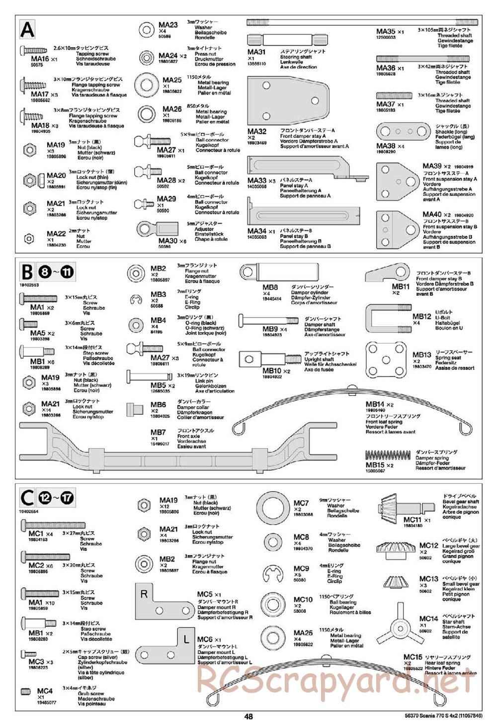 Tamiya - Scania 770S 4x2 Chassis - Manual - Page 48
