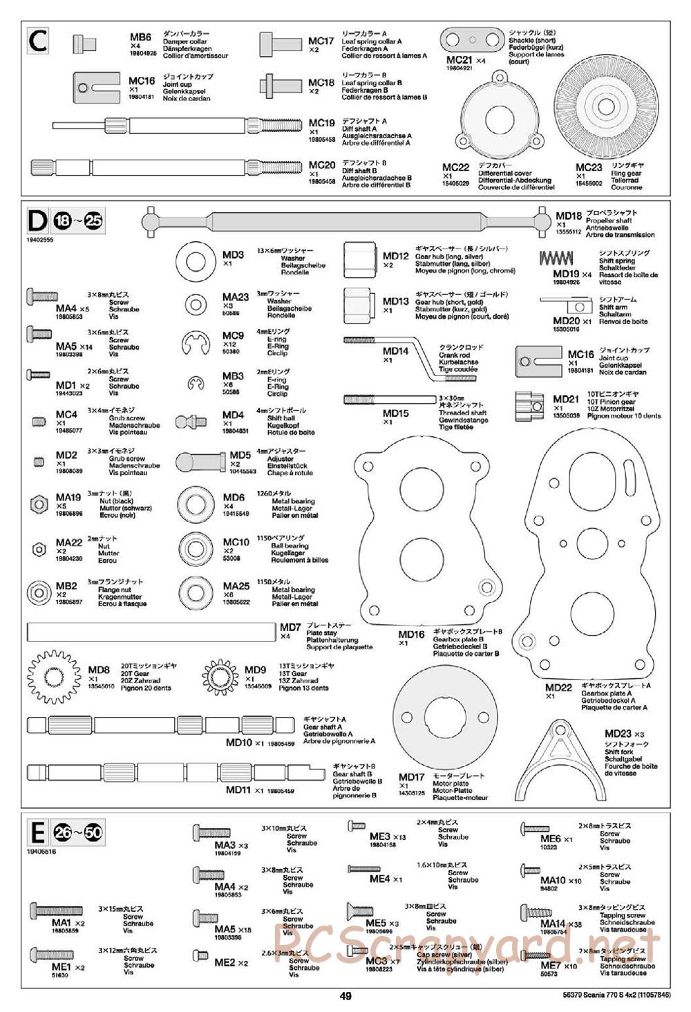 Tamiya - Scania 770S 4x2 Chassis - Manual - Page 49