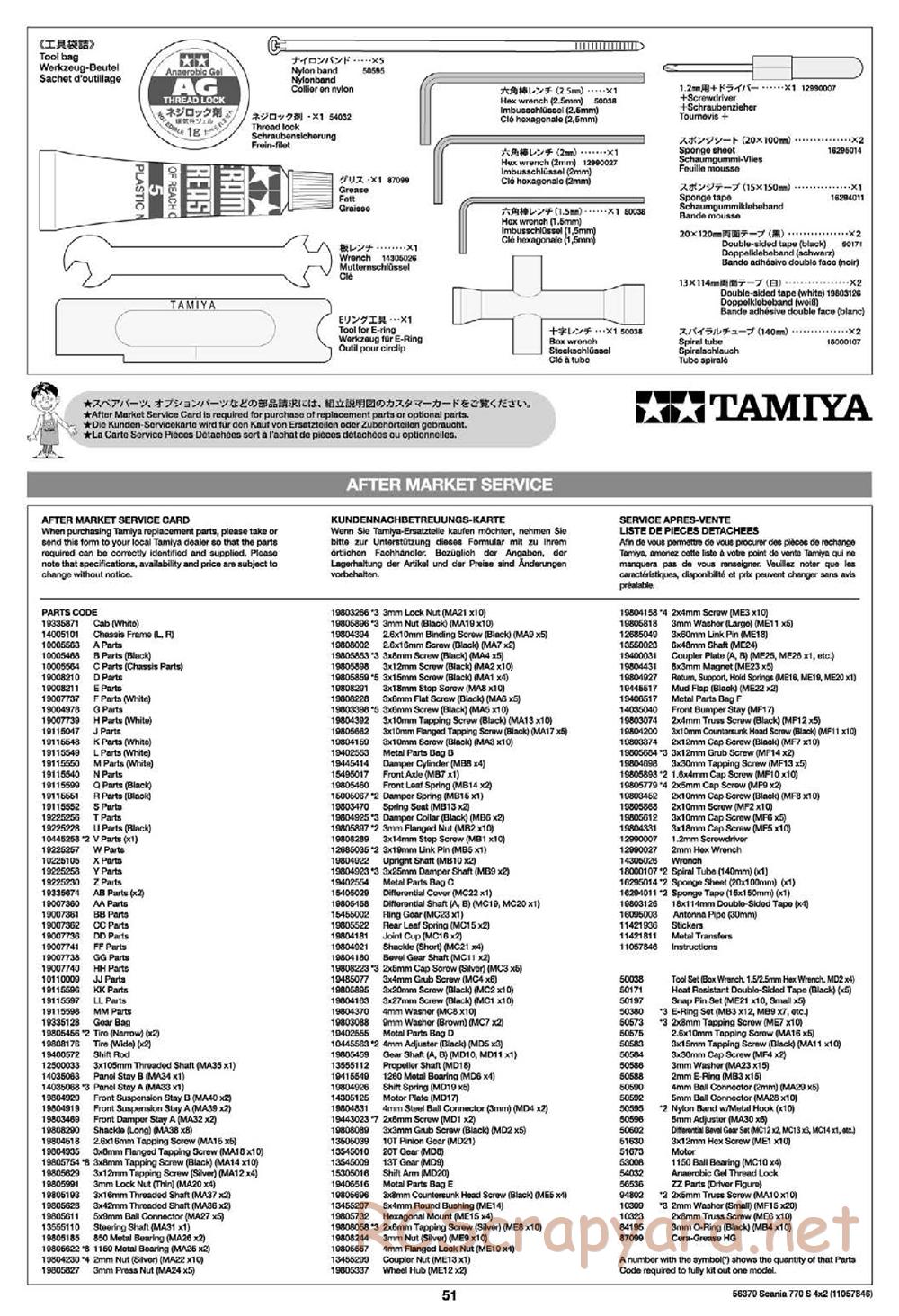 Tamiya - Scania 770S 4x2 Chassis - Manual - Page 51