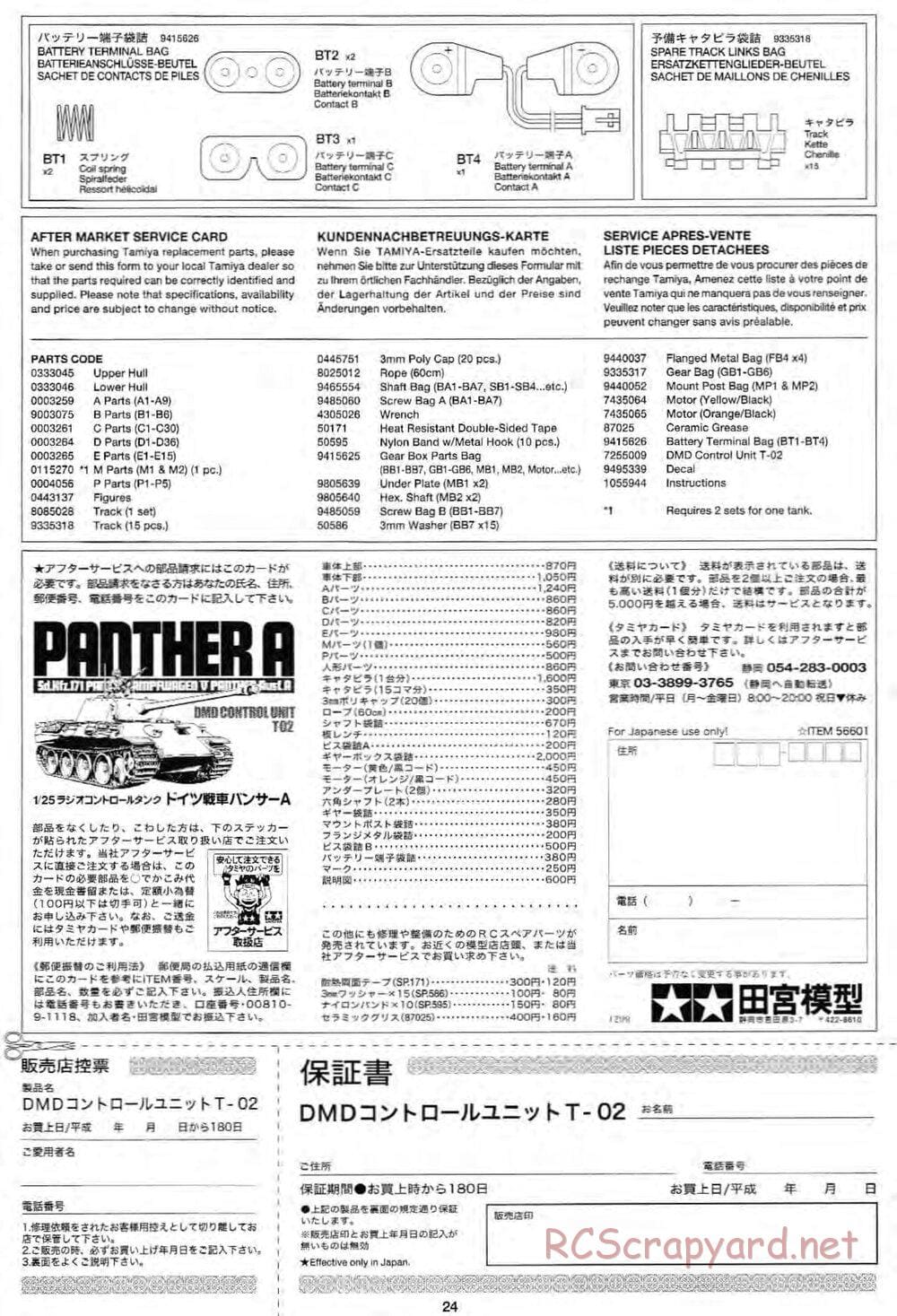 Tamiya - German Tank Panther A - 1/25 Scale Chassis - Manual - Page 24