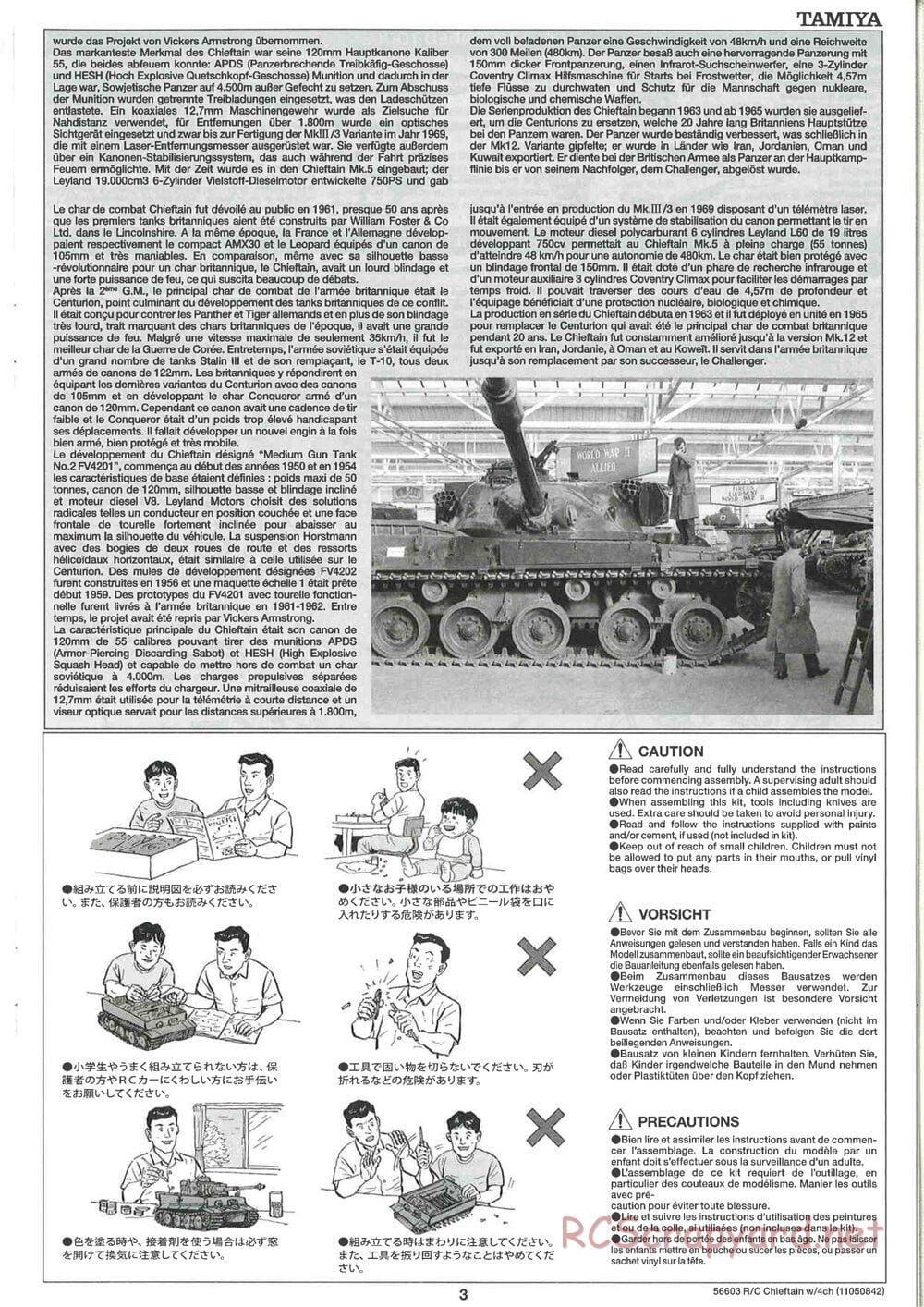 Tamiya - British Army Battle Tank Cheiftain - 1/25 Scale Chassis - Manual - Page 3