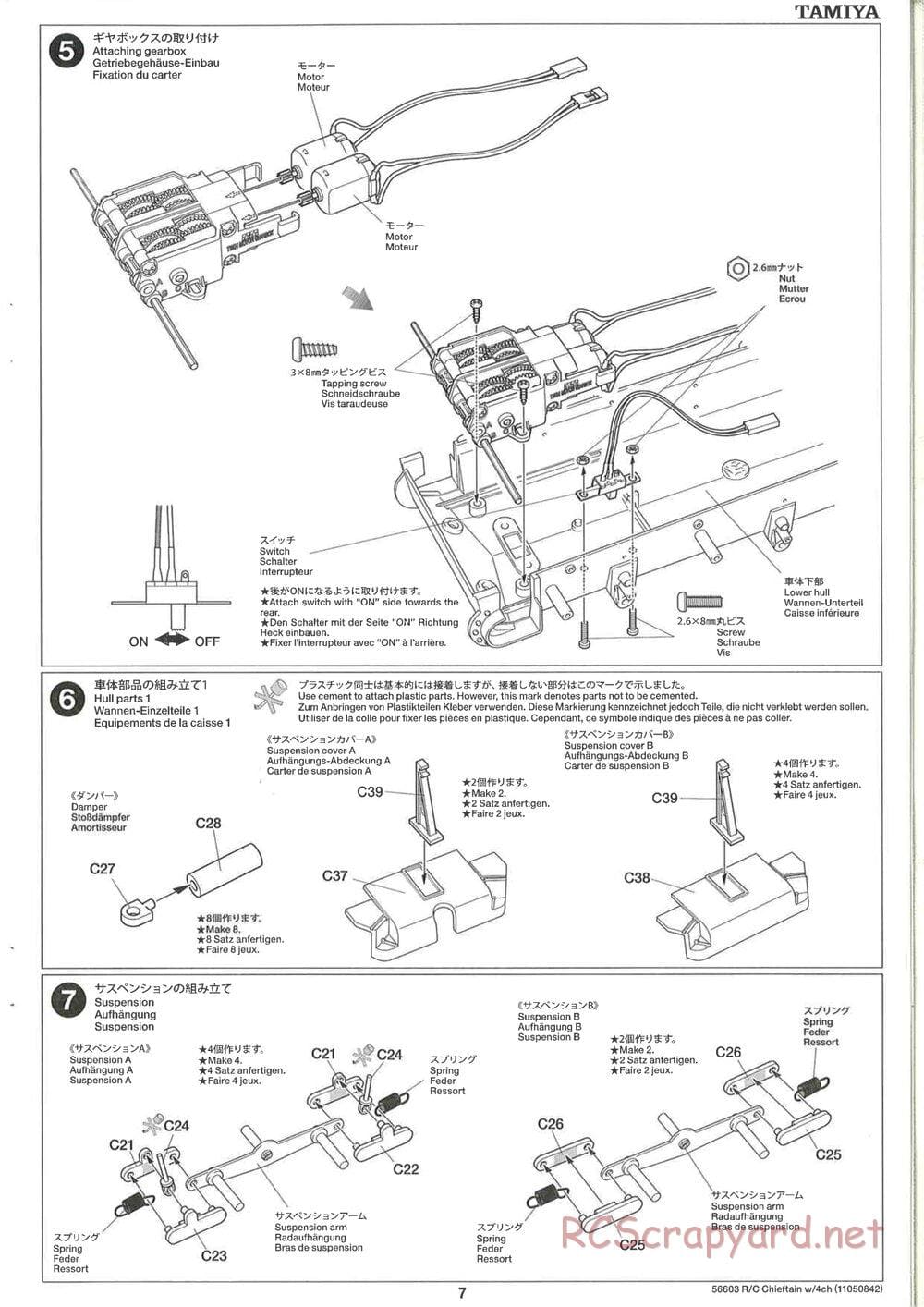 Tamiya - British Army Battle Tank Cheiftain - 1/25 Scale Chassis - Manual - Page 7