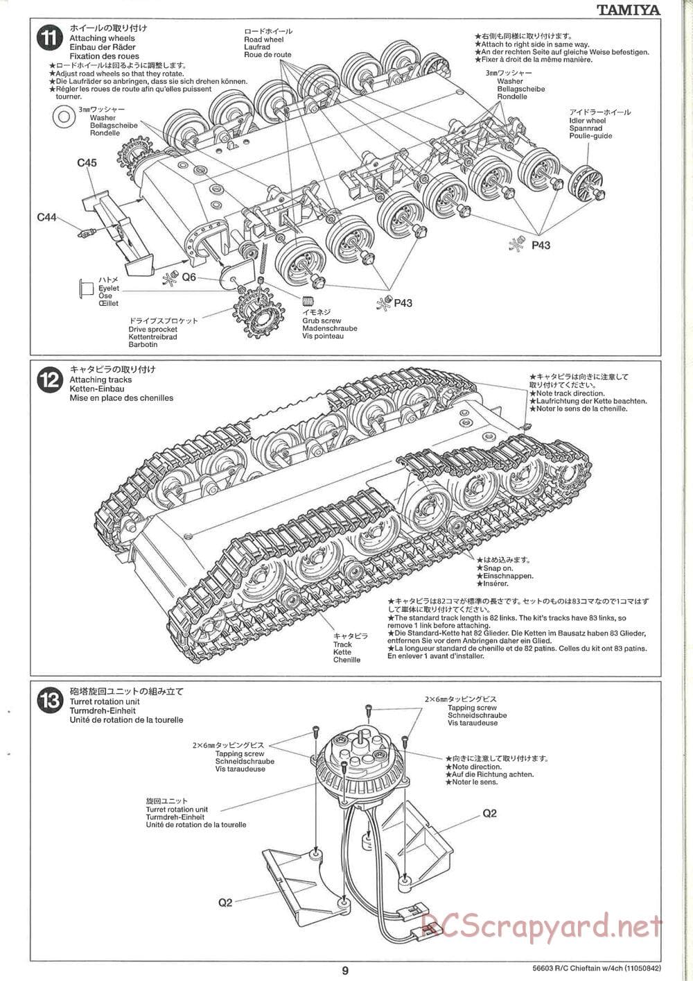 Tamiya - British Army Battle Tank Cheiftain - 1/25 Scale Chassis - Manual - Page 9