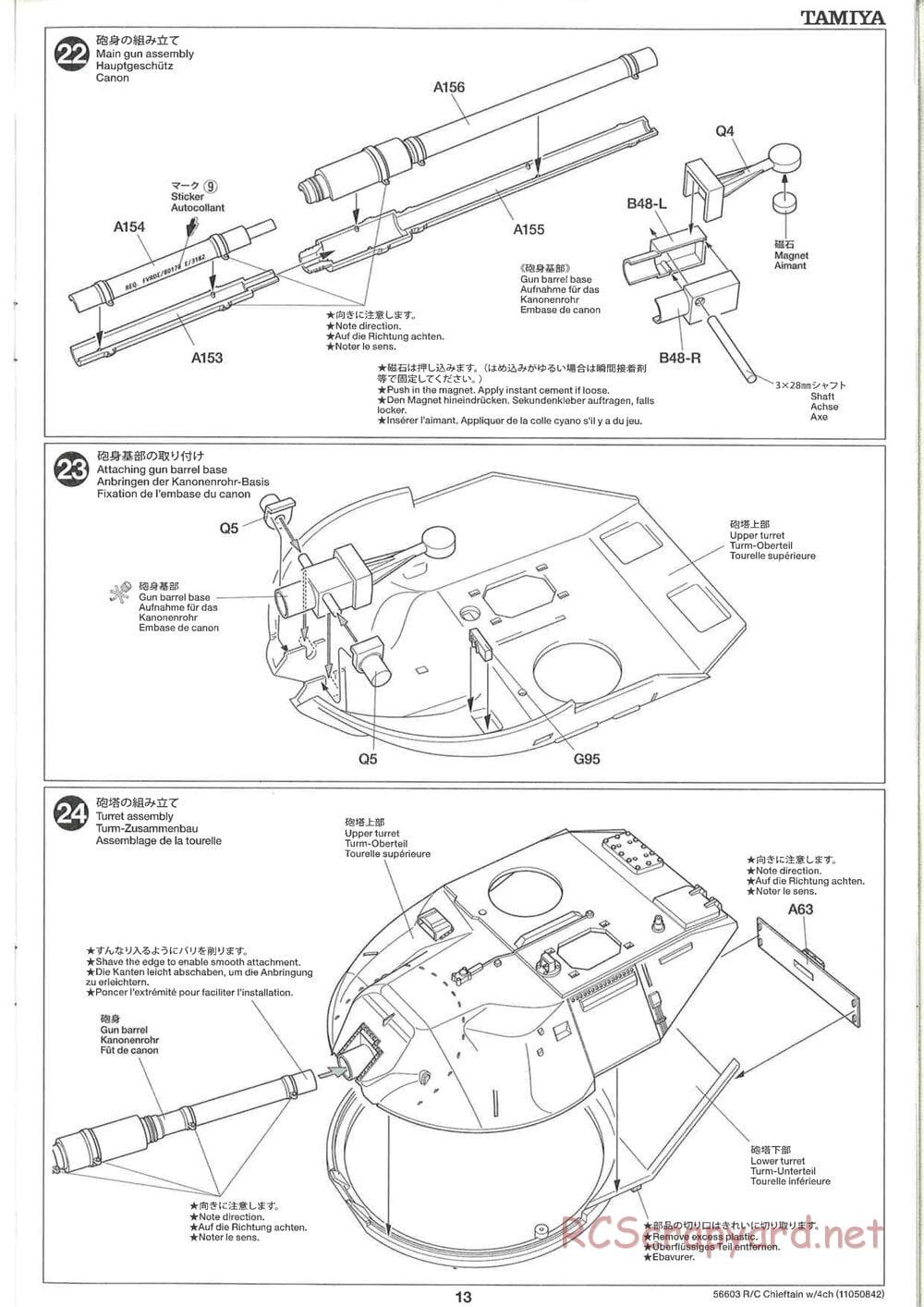 Tamiya - British Army Battle Tank Cheiftain - 1/25 Scale Chassis - Manual - Page 13