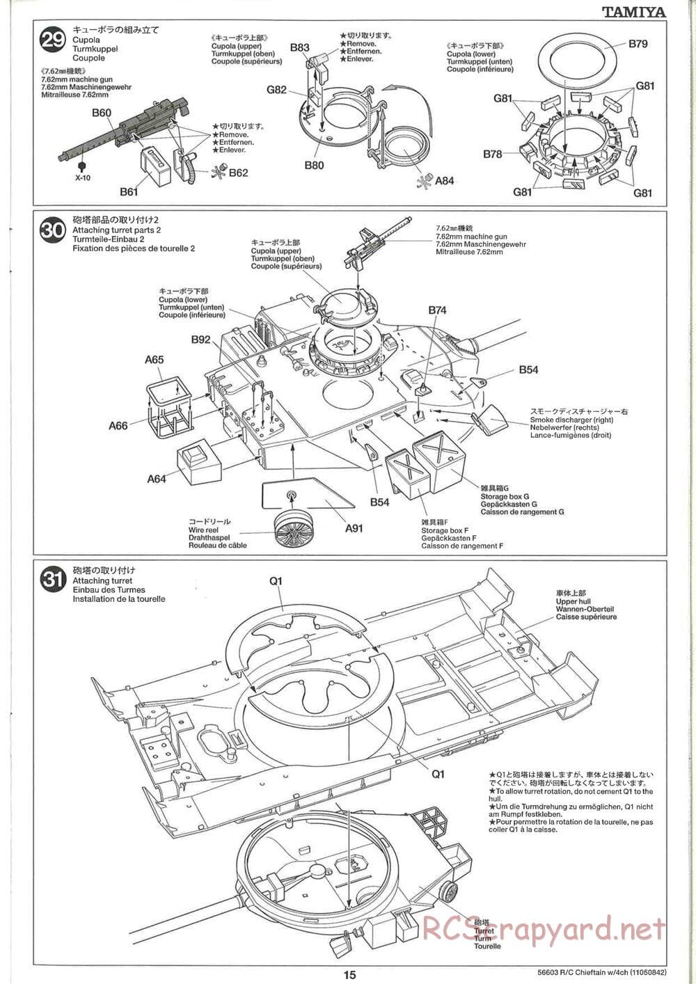 Tamiya - British Army Battle Tank Cheiftain - 1/25 Scale Chassis - Manual - Page 15