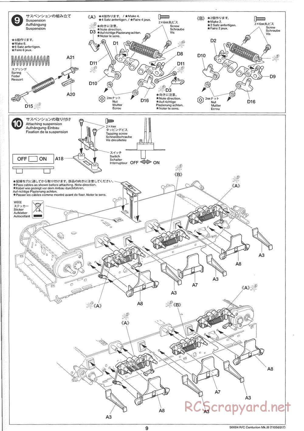 Tamiya - British Tank Centurion Mk.III - 1/25 Scale Chassis - Manual - Page 9