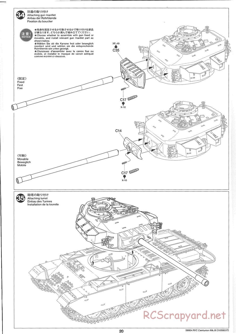 Tamiya - British Tank Centurion Mk.III - 1/25 Scale Chassis - Manual - Page 20