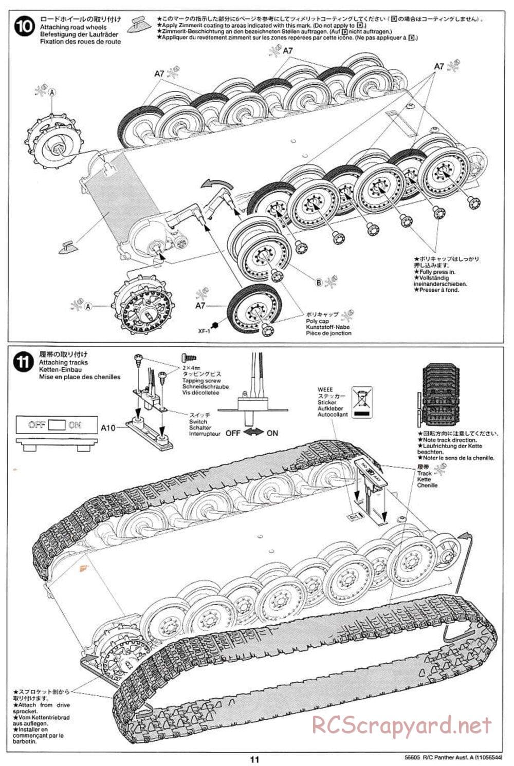 Tamiya - German Tank Panther Ausf.A - 1/25 Scale Chassis - Manual - Page 11