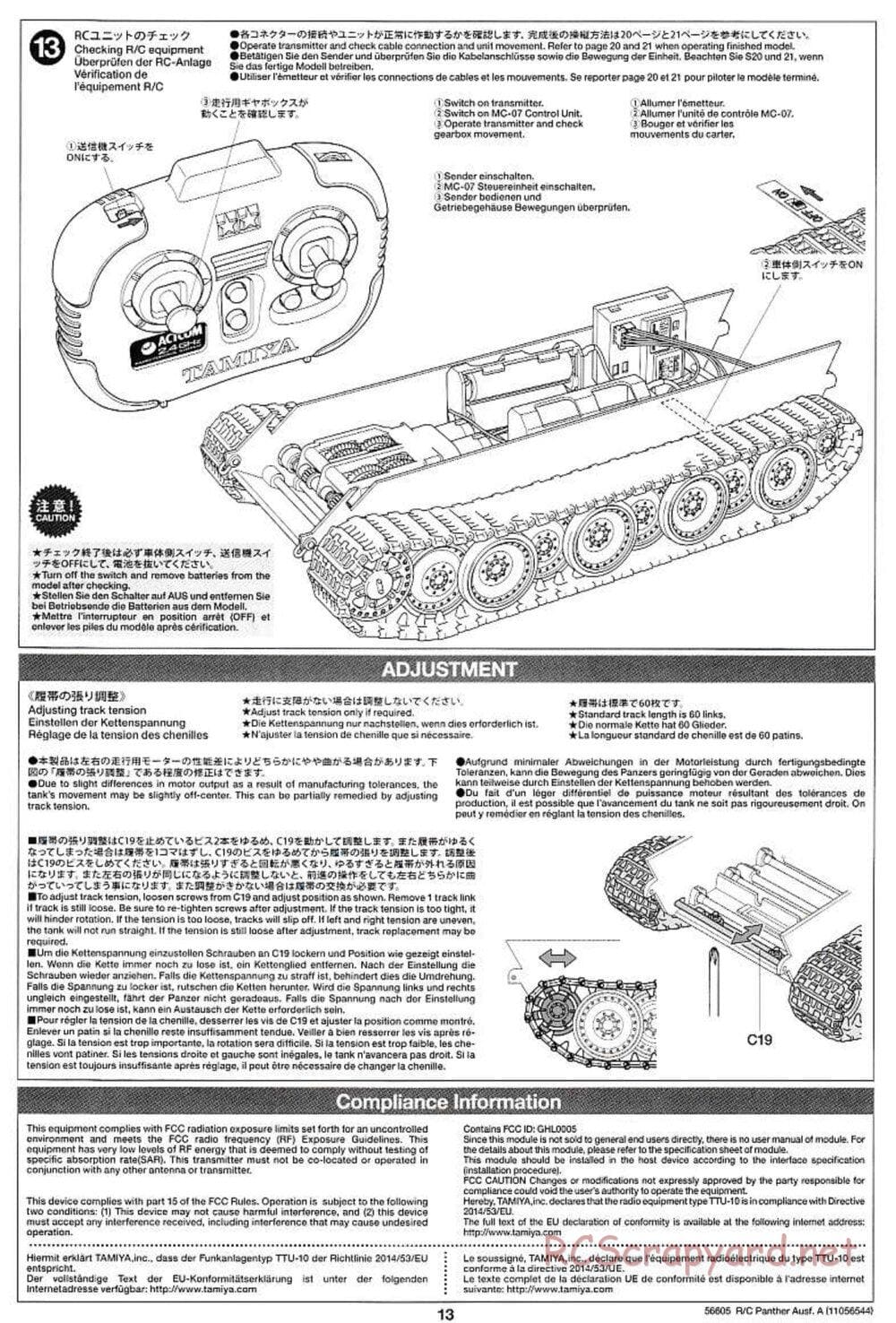 Tamiya - German Tank Panther Ausf.A - 1/25 Scale Chassis - Manual - Page 13