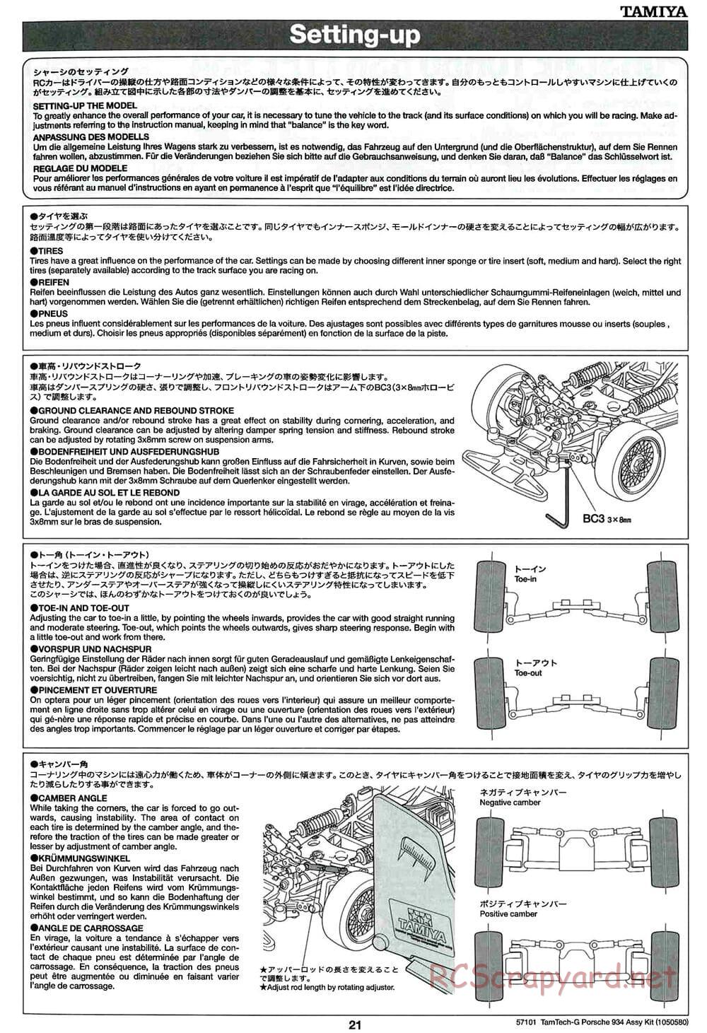 Tamiya - Porsche Turbo RSR - GT-01 Chassis - Manual - Page 21