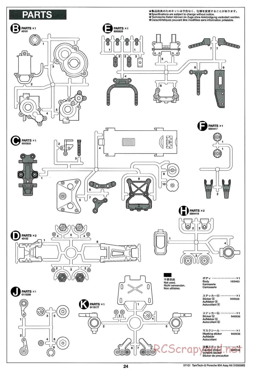 Tamiya - Porsche Turbo RSR - GT-01 Chassis - Manual - Page 24