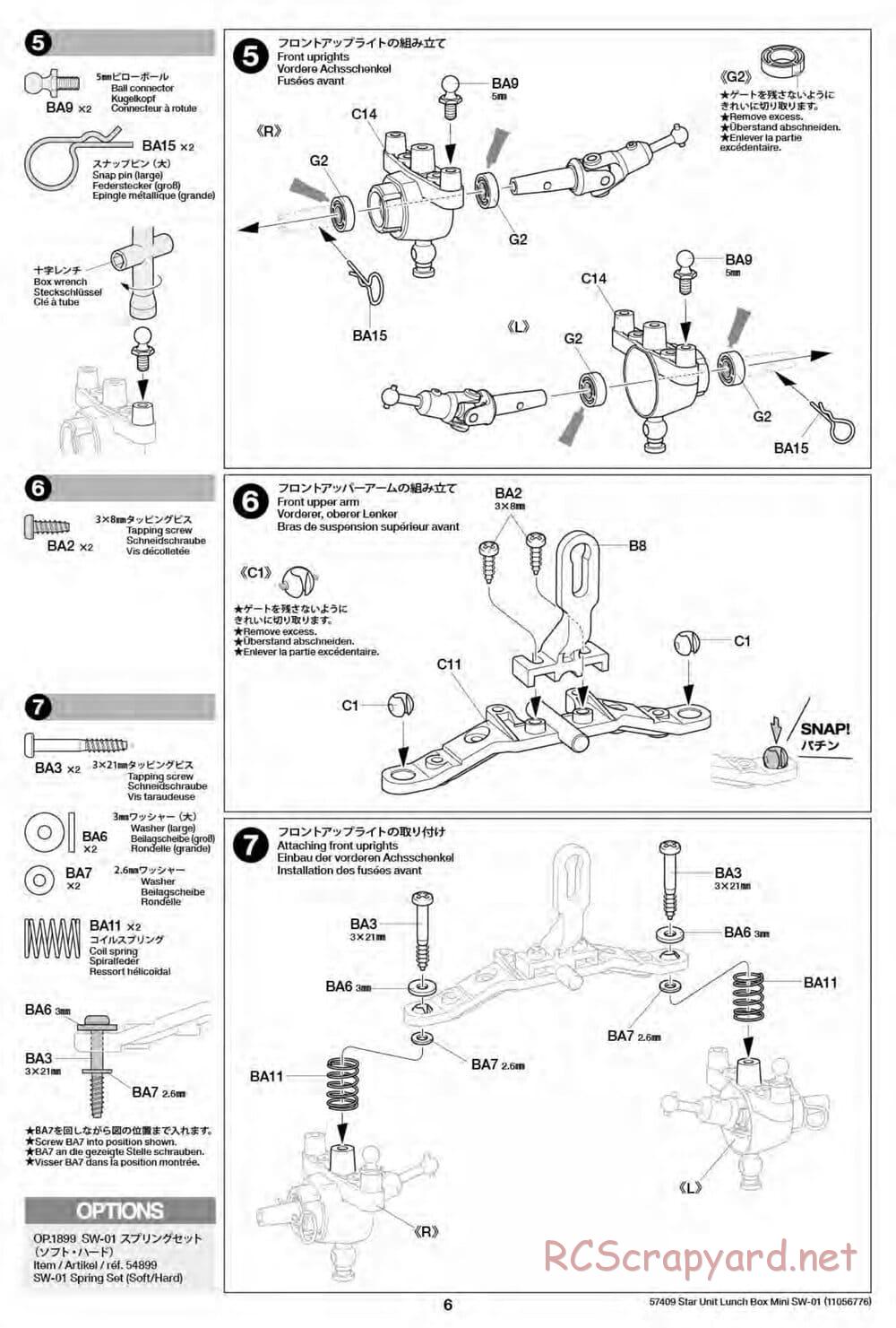 Tamiya - Lunch Box Mini - SW-01 Chassis - Manual - Page 6