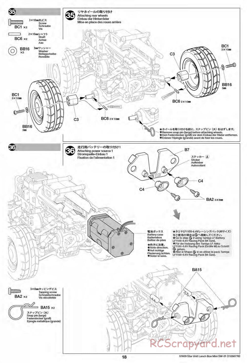 Tamiya - Lunch Box Mini - SW-01 Chassis - Manual - Page 18
