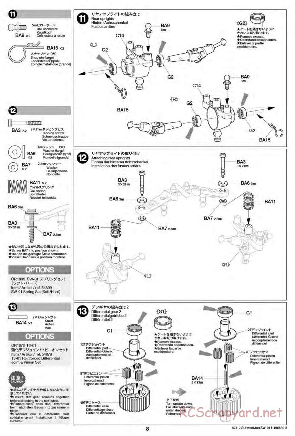 Tamiya - MudMad - SW-01 Chassis - Manual - Page 8