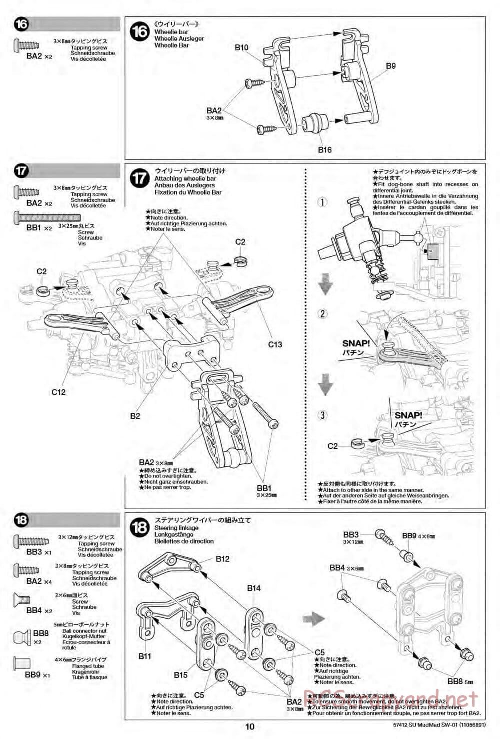 Tamiya - MudMad - SW-01 Chassis - Manual - Page 10
