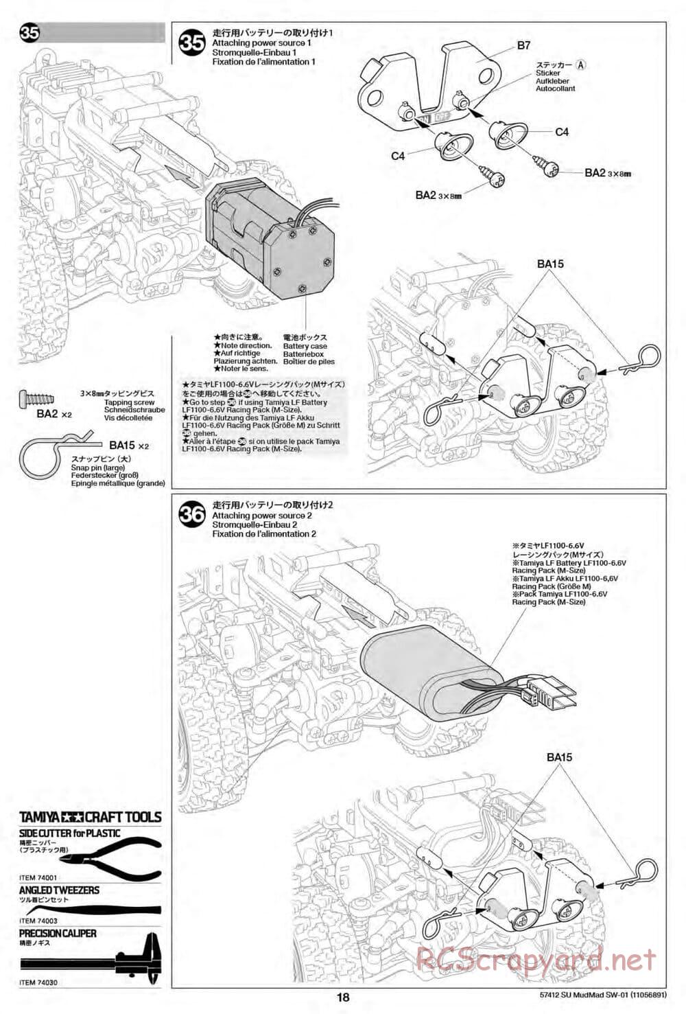 Tamiya - MudMad - SW-01 Chassis - Manual - Page 18