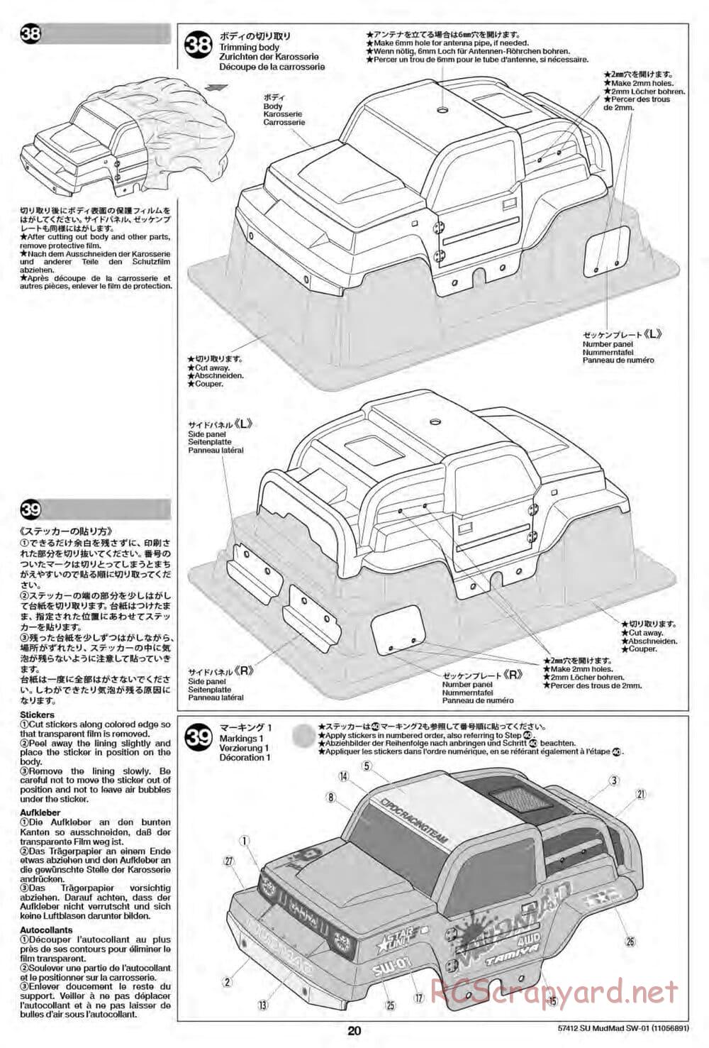 Tamiya - MudMad - SW-01 Chassis - Manual - Page 20